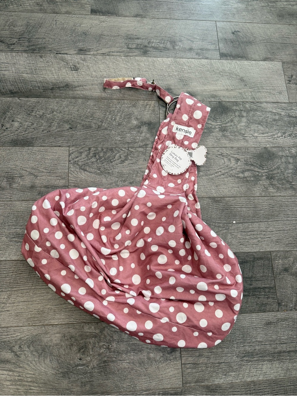 Kensie Luxury Dog Sling Carrier Pink White Polka Dot